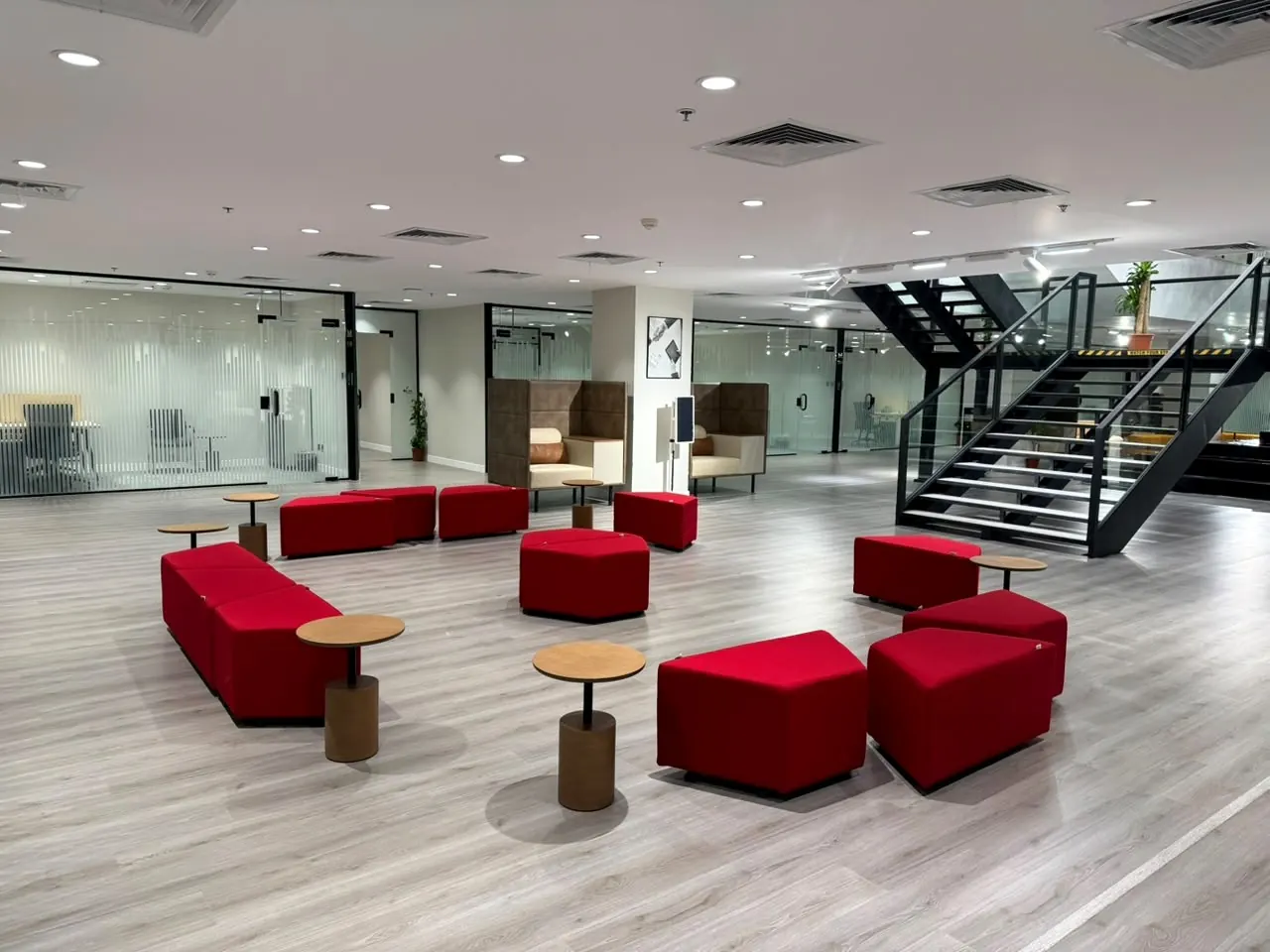 Actual red breakout seating in Jeddah
